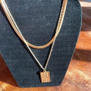 Gold Toned Snake Medallion with Double Chain